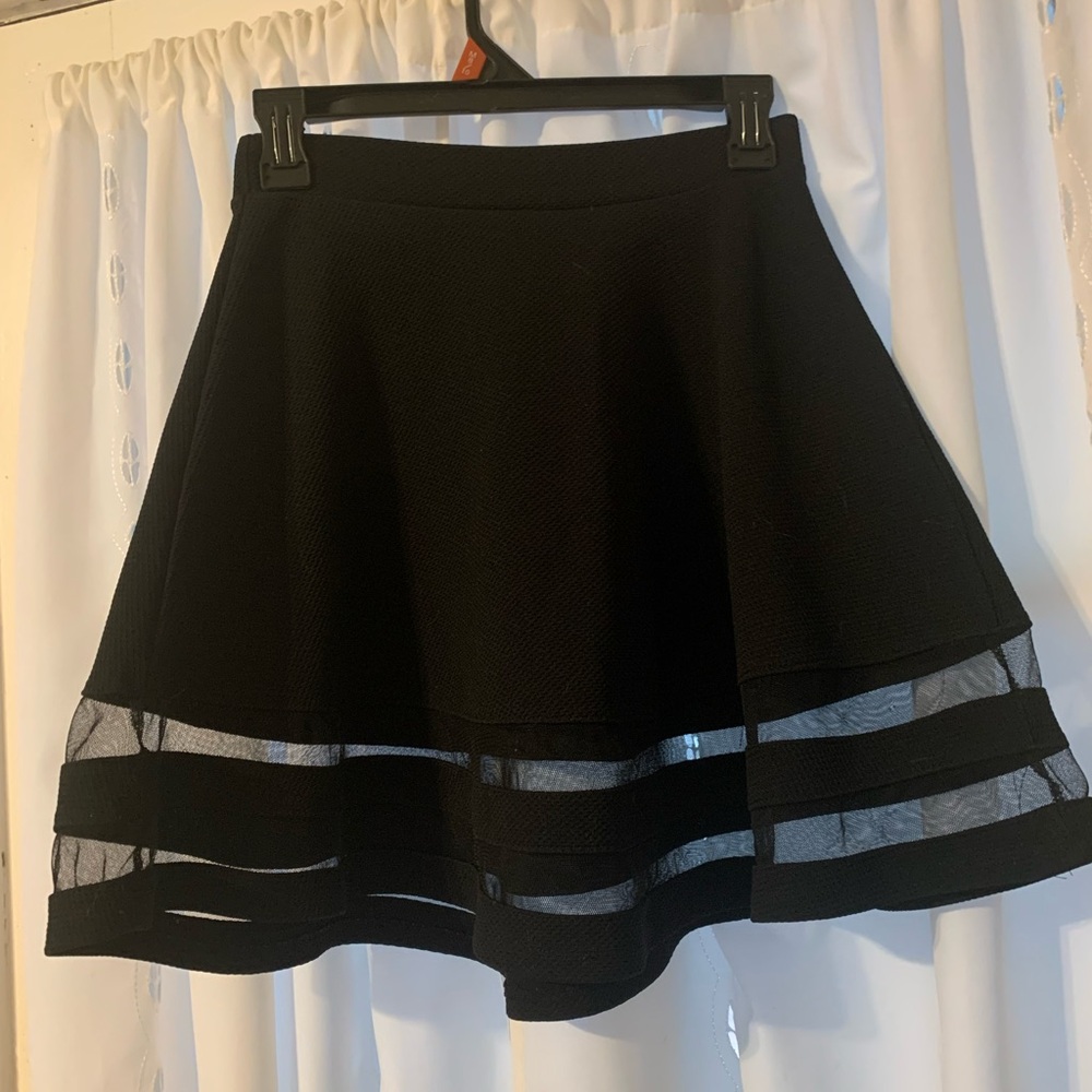 Monteau Black Mini Skirt with Sheer Accents